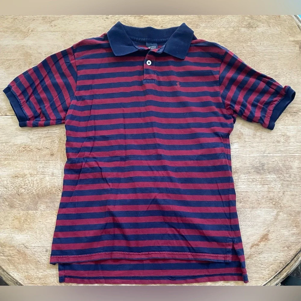Vintage Polo by Ralph Lauren Boy’s Sz M‎ Navy/Maroon Stripe Short Sleeve Polo